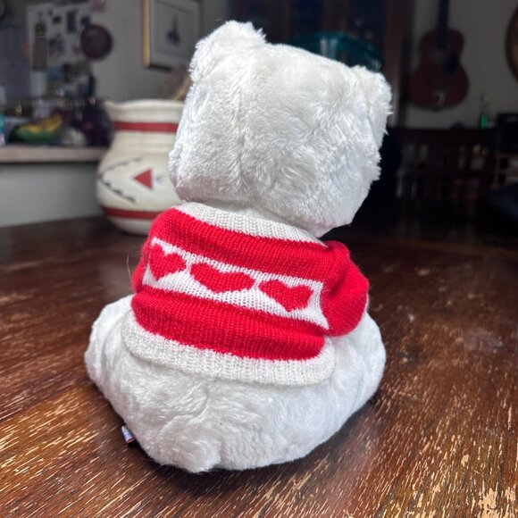 Vintage 1977 R. Dakin & Co White Teddy Bear With Red Heart Sweater - Picture 8 of 8